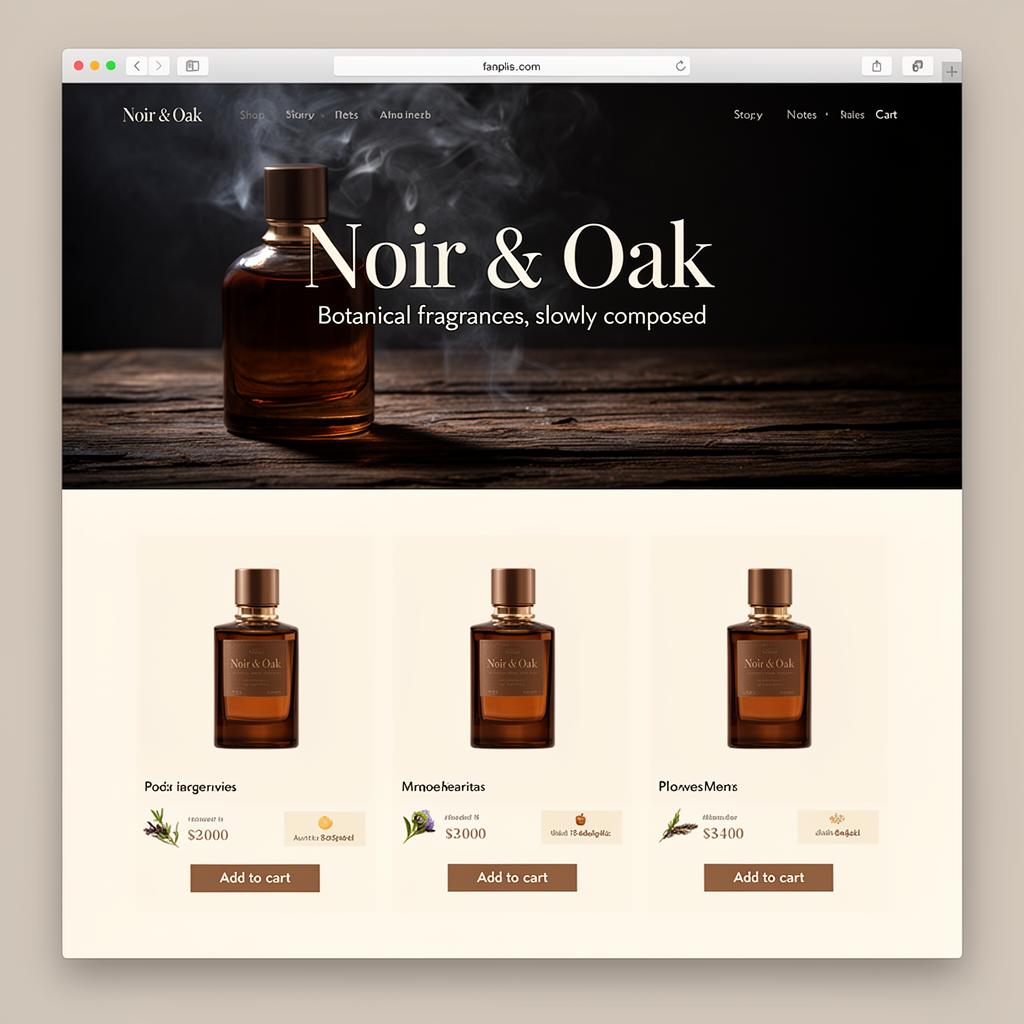 Noir & Oak website mockup